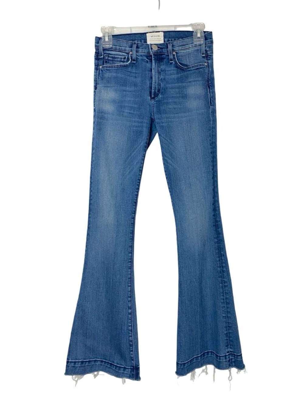 McGuire Flare Jeans Womens 25 Size XS 0 Blue Denim Distressed Made In USA Frayed